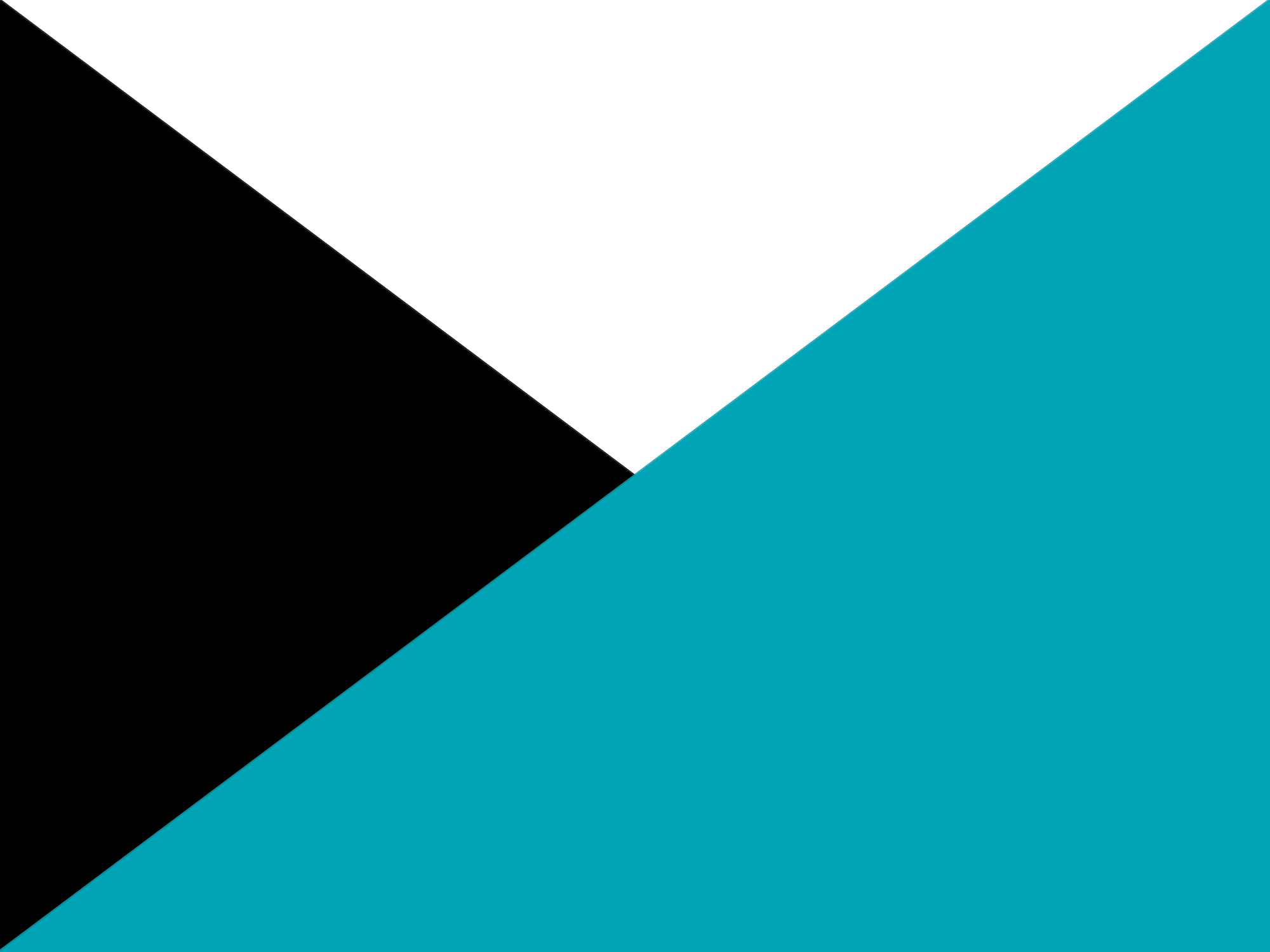 three triangles in white, teal, and black
